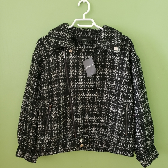 Forever 21 Tweed Knotched Collar Jacket - Picture 2 of 6